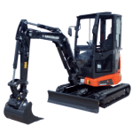 ES 25 ZT Peso 2450 Kg (Canopy) 2540 kg (Cabina) Cadenas goma Potenc. motor 21.1 Hp Prof. Excavac. 2725 mm