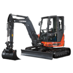 ES 57 ZT Peso 5500 Kg (Canopy) 5600 kg (Cabina) Cadenas goma Potenc. motor 46.0 Hp Prof. Excavac. 3850 mm