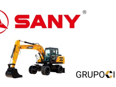 SANY SY155W excavadora de ruedas moderna y compacta.