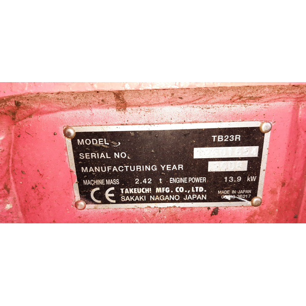 TAKEUCHI TB 23R PRODUCTOS VENDIDOS.