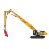 Imagen lateral de la excavadora SANY SY500HRD con brazo de demolición y martillo hidráulico.