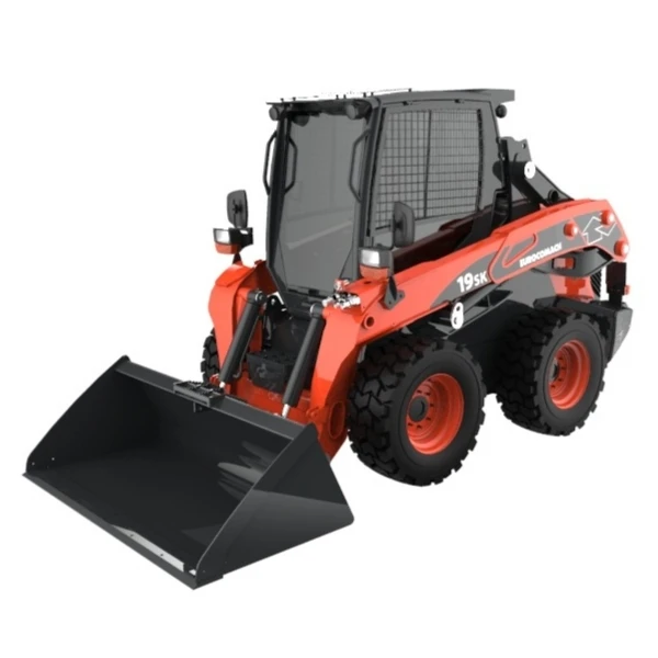 Minicargadora compacta Eurocomach 19SK con motor Kubota y cabina cerrada.