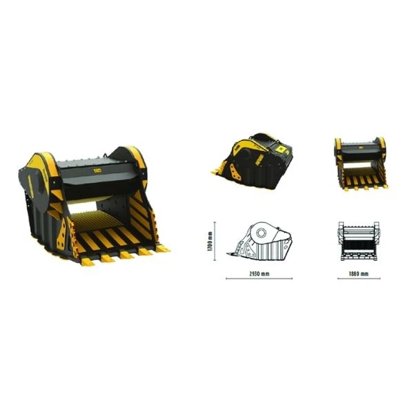 Vista técnica y medidas oficiales de la cuchara trituradora BF135.8 de MB Crusher.