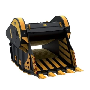 Cuchara Trituradora MB Crusher BF150.10 en funcionamiento, fabricada para excavadoras de 70‑100 t.