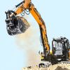 Excavadora sobre orugas Sany SY80U, maniobrable y eficiente para obras en terrenos irregulares.