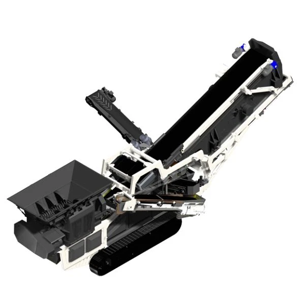 Machacadora móvil CAMS CENTAURO XL 150.69 con criba y tolva de 3,8 m³, boca de 1500x900 mm, 250 t/h. Rendimiento garantizado por GRUPOCIBSA.