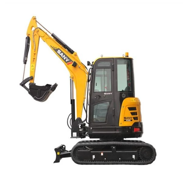 SANY SY35U Excavadora compacta con hoja topadora para nivelado.