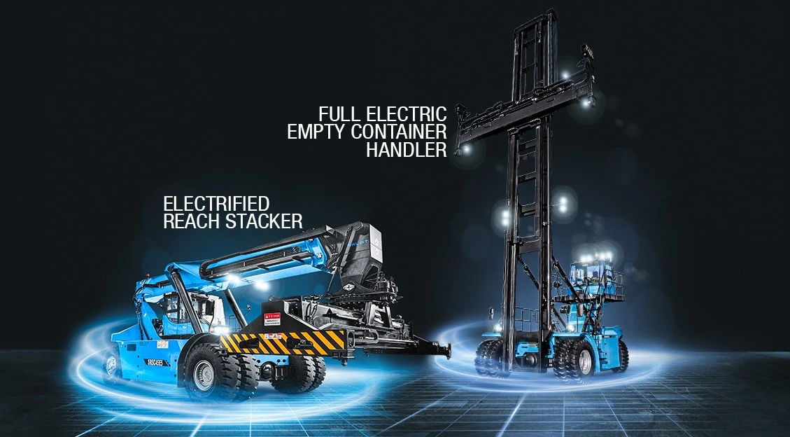 Maquinaria Eléctrica para el Sector Puertos: Reach Stacker y Manipulador de Contenedores Vacíos