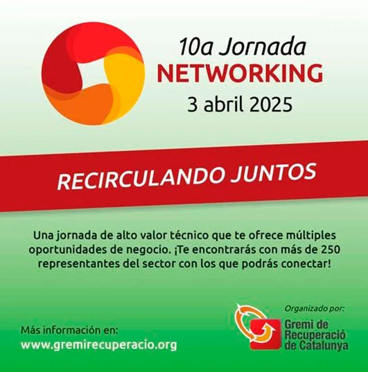 Logotipo y fecha de la 10ª Jornada de Networking del Gremi de Recuperació de Catalunya organizada el 3 abril 2025.