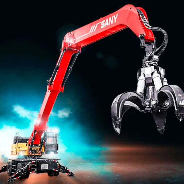 La Sany SMHW48G5 es una manipuladora telescópica de alto rendimiento, ideal para la industria del reciclaje y chatarra, con tecnología hidráulica avanzada y precisión en cada movimiento.
