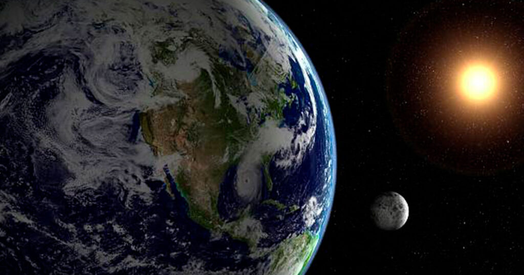 Vista de la Tierra desde el espacio en el Día de la Tierra celebrando la proteccion del medio ambiente.