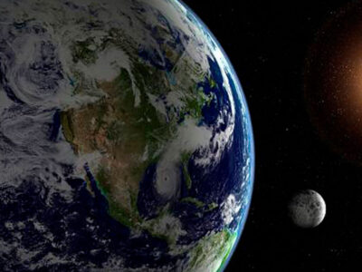 Vista de la Tierra desde el espacio en el Día de la Tierra celebrando la proteccion del medio ambiente.
