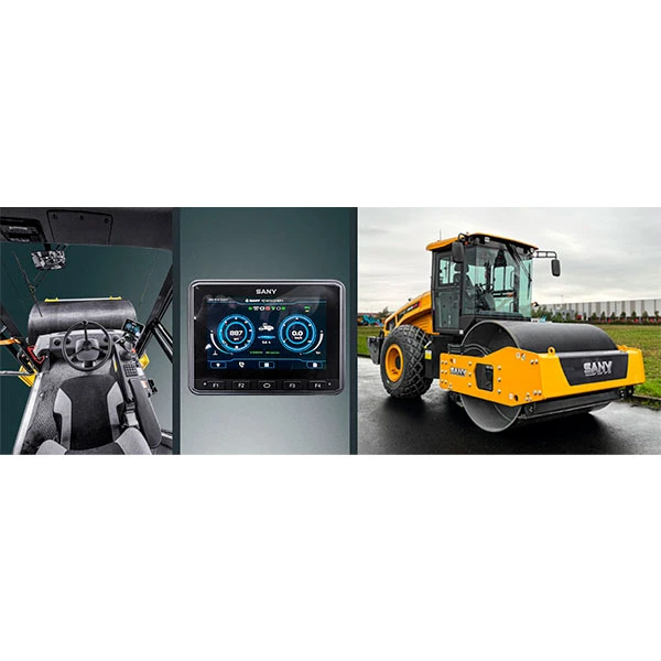 Compactador SANY SSR130-10 y SSR80C-8H de maquinaria de construcción en demostración.