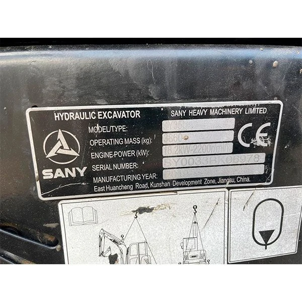 Placa Técnica De Identificación De La SANY SY35U Segunda Mano.