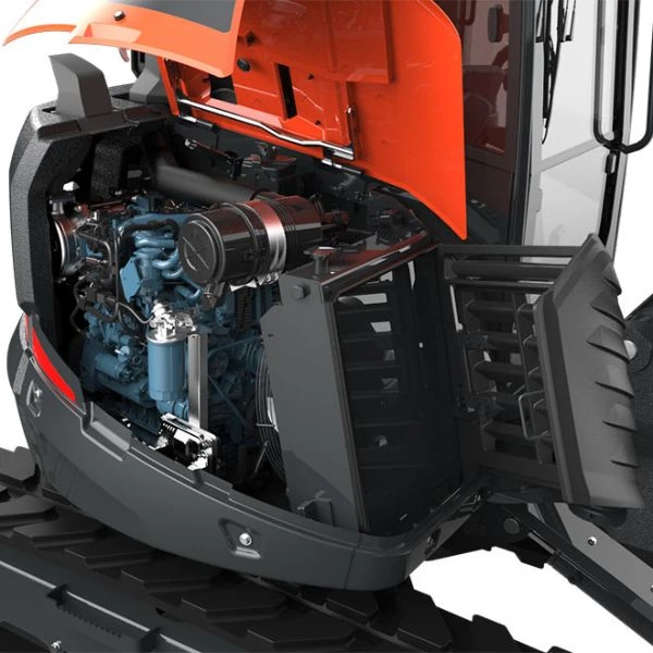 EUROCOMACH 65 TR, miniexcavadora de cadenas con brazo triple y radio de giro reducido, motor Kubota Stage V 44,3 kW, ancho 1.980 mm y peso 6.200 kg.