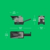 Dimensiones de la KOMPLET K-JC 503: 4,6 m largo, 1,5 m ancho y 2,0 m alto, vistas lateral, frontal y superior con medidas.