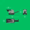 Dimensiones de la KOMPLET K-JC 503: 4,6 m largo, 1,5 m ancho y 2,0 m alto, vistas lateral, frontal y superior con medidas.