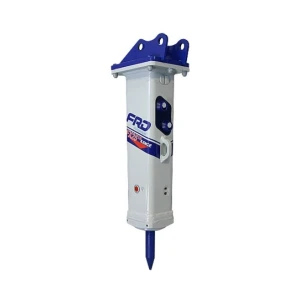 Furukawa FX25, martillo hidráulico para miniexcavadora 1–2,5 t con puntero 45 mm, caudal 18–35 l/min y presión 10–14 MPa.