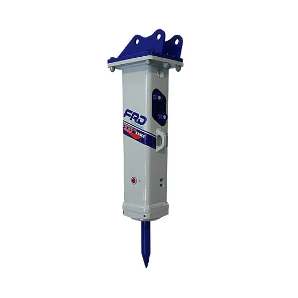 Furukawa FX35, martillo hidráulico para miniexcavadora 1,5–4 t con puntero 52 mm, caudal 24–52 l/min y presión 12–16 MPa.