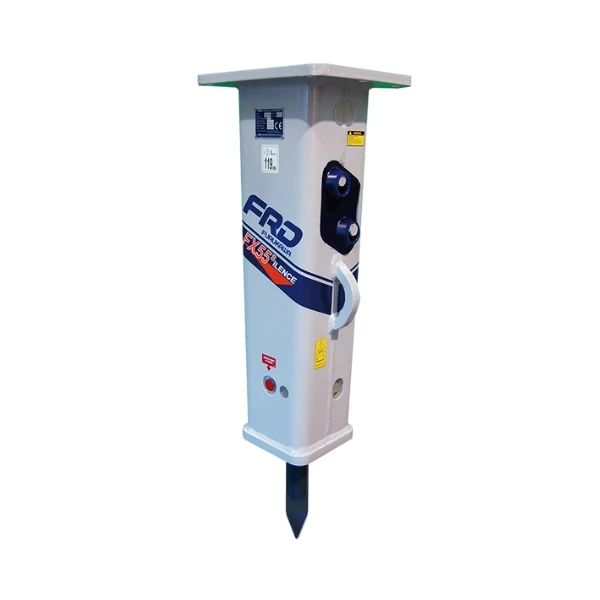 Furukawa FX55, martillo hidráulico para excavadora 4–7 t con puntero 68 mm, caudal 40–85 l/min y presión 12–16 MPa.