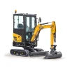 SANY SY18C con cabina cerrada y hoja dózer; miniexcavadora giratoria compacta para obra urbana.