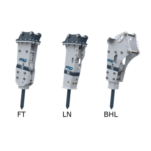 Gama De Martillos Hidráulicos Furukawa F6BHL F6FT F6LN Y F9LN En Vista Frontal.