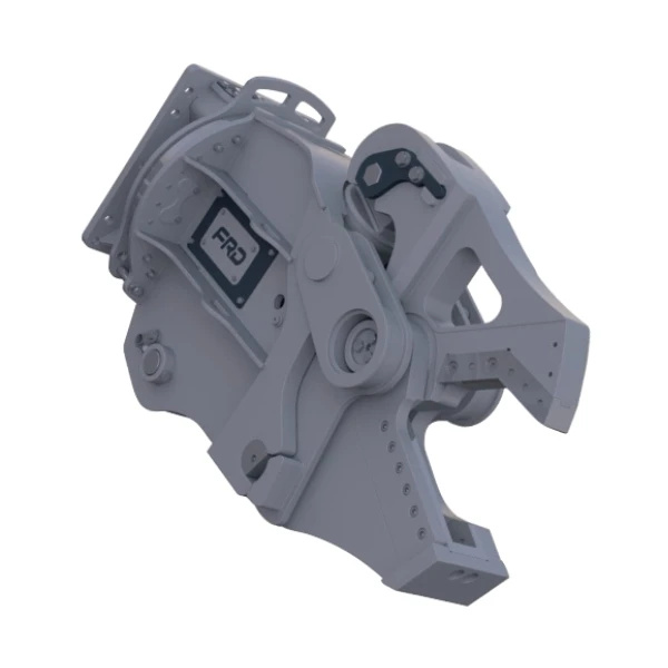 Multiprocesadores Furukawa VMX10 C, VMX13 C, VMX17 C, VMX25 C, VMX30 C y VMX35 C en vista lateral inclinada, listos para montaje en excavadora para trabajos de demolición y excavación, distribuidos por GRUPOCIBSA.