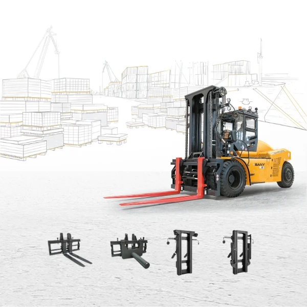 Carretilla SANY SCP160G5 SCP250G5 SCP300G5 SCP320G5 con accesorios para diferentes tipos de carga GRUPOCIBSA.