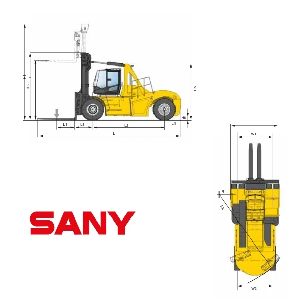 Dimensiones de carretilla SANY SCP300G5 SCP320G5 GRUPOCIBSA.