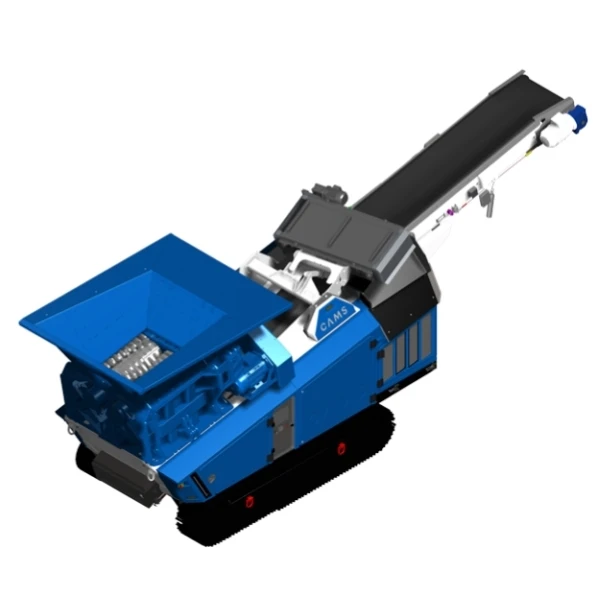 Machacadora móvil CAMS UTM 1000 diseñada para reciclaje eficiente de escombros y residuos de construcción en entornos urbanos y de obra.