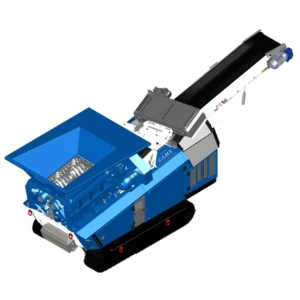 Trituradora móvil CAMS UTM 1200 diseñada para trabajos intensivos de demolición y reciclaje de residuos de construcción.