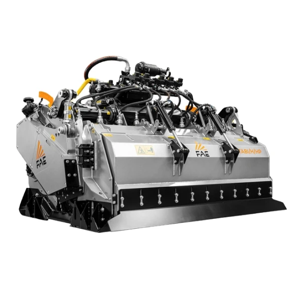 FAE STABI/H/HP 250 en GRUPOCIBSA, estabilizadora de suelos FAE para tractor 400–500 CV con cámara de geometría variable, rotor con transmisión integrada y dientes fijos.